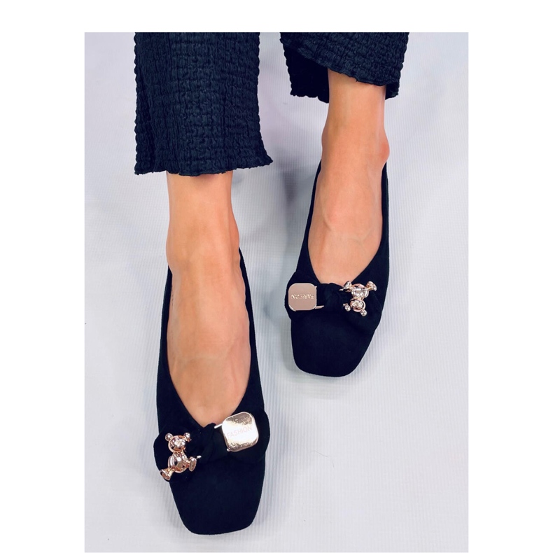 Cranny Ballerine nere con orsetto dorato - Inello nero 1
