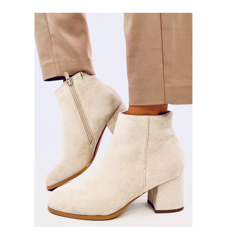 Stivaletti lisci con tacco alto Marple Beige - Inello 1