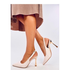 Tacco a spillo in vernice con tacco aperto Mariot Beige - Inello 1