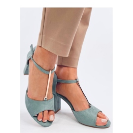 Sandali con tacco alto e decoro oro Ferdi Green - Inello blu 1