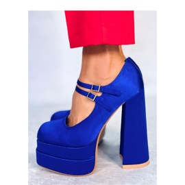 Prandi Décolleté con plateau in raso blu - Inello 2