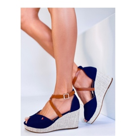 Berna Sandali con zeppa open toe blu scuro - Inello 1