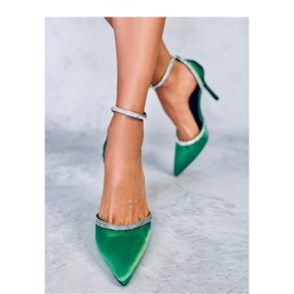 Conway Décolleté a stiletto verdi con strass - Inello verde 1