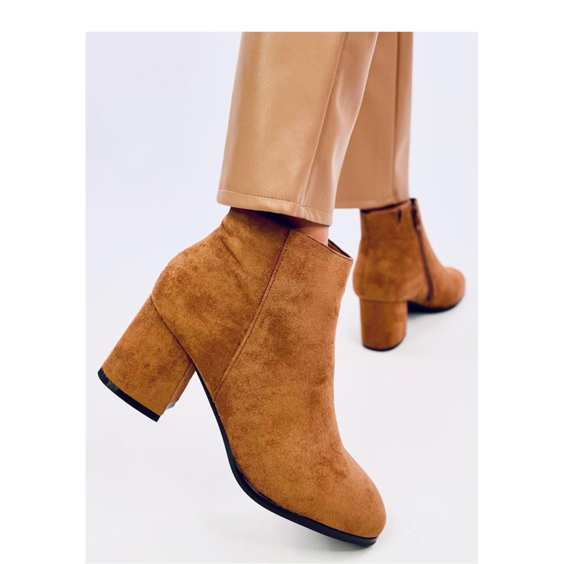 Stivaletti con tacco alto liscio Marple Camel - Inello marrone 2