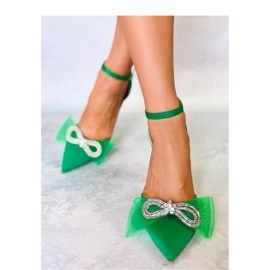 Triana Scarpe col tacco verdi con fiocco in tulle - Inello verde 1