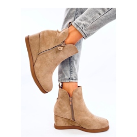 Stivaletti con zeppa in pelle scamosciata Paxten Khaki - Inello beige 1