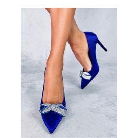 Trini Scarpe col tacco in raso blu con fiocco - Inello 2