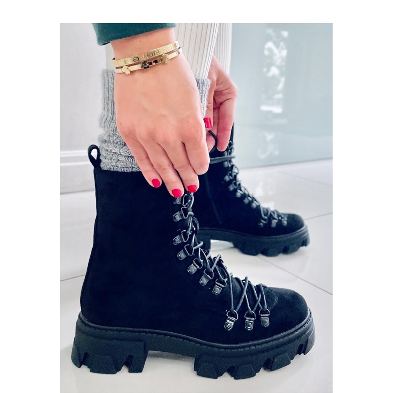 Stivaletti stringati da lavoro Conor neri - Inello nero 2