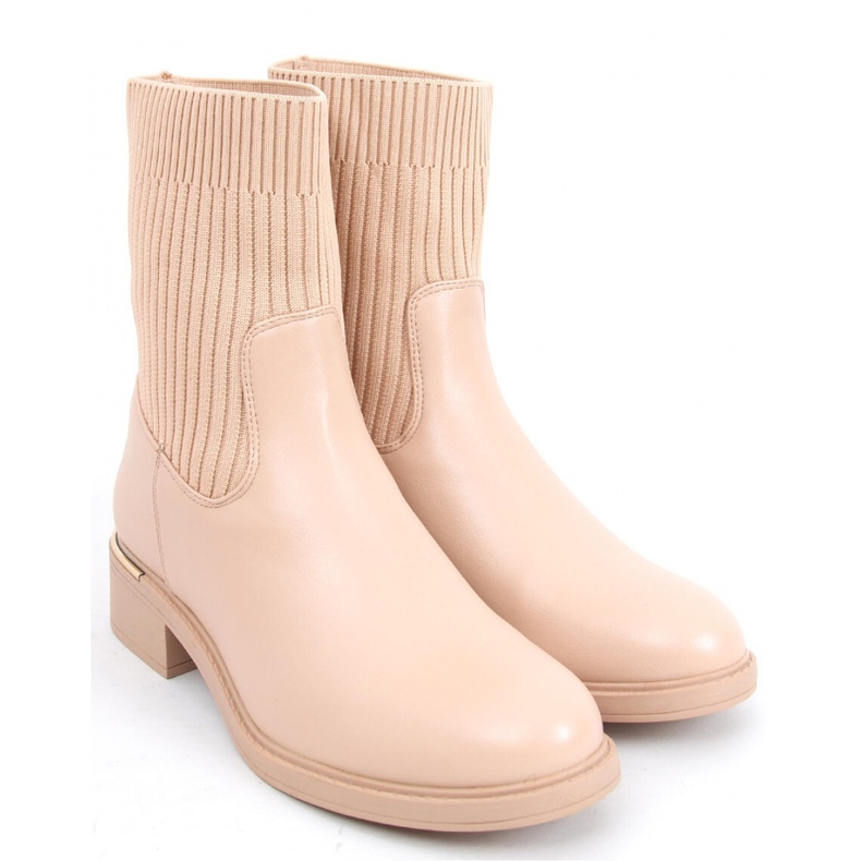 Sendi Stivaletti a calzino color nudo - Inello beige 1
