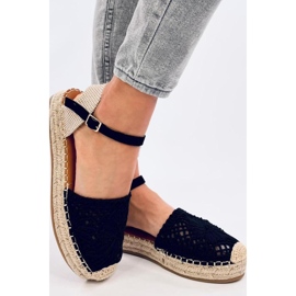 Premat Sandali espadrillas traforati neri - Inello nero 1