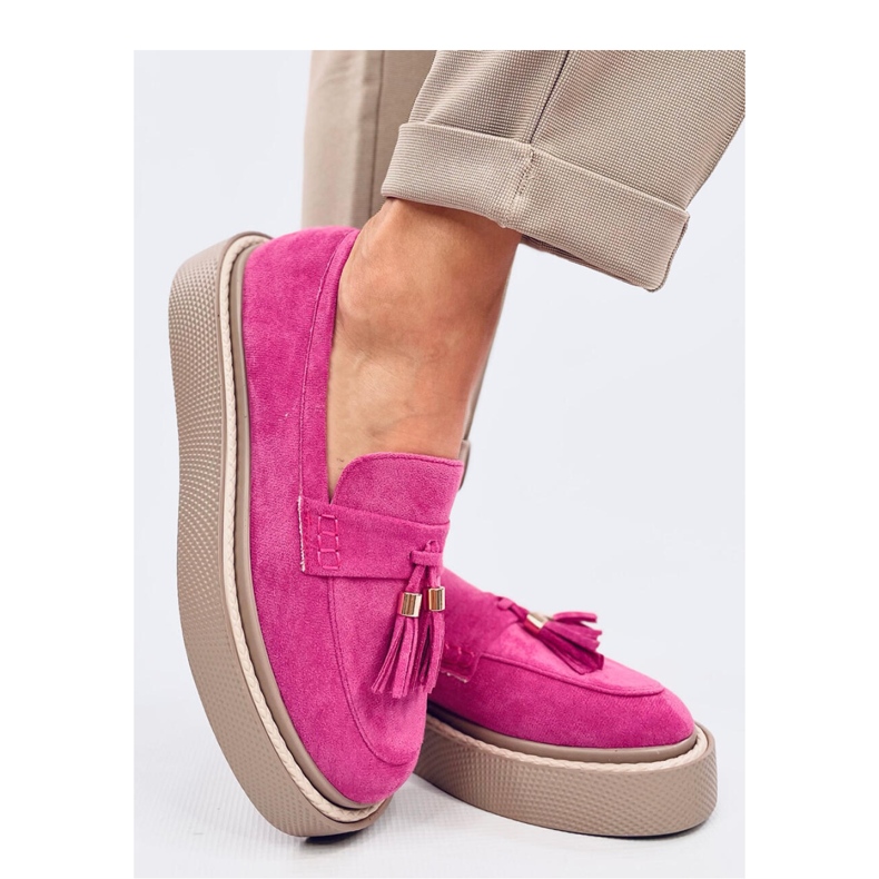 Mocassini platform Trinity Fucsia con frange - Inello rosa 1