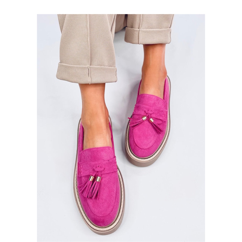 Mocassini platform Trinity Fucsia con frange - Inello rosa 2