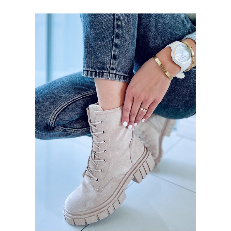 Stivaletti stringati Kelis Beige - Inello 2