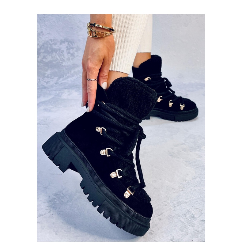 Shea Stivali da neve in pelle di pecora nera - Inello nero 2