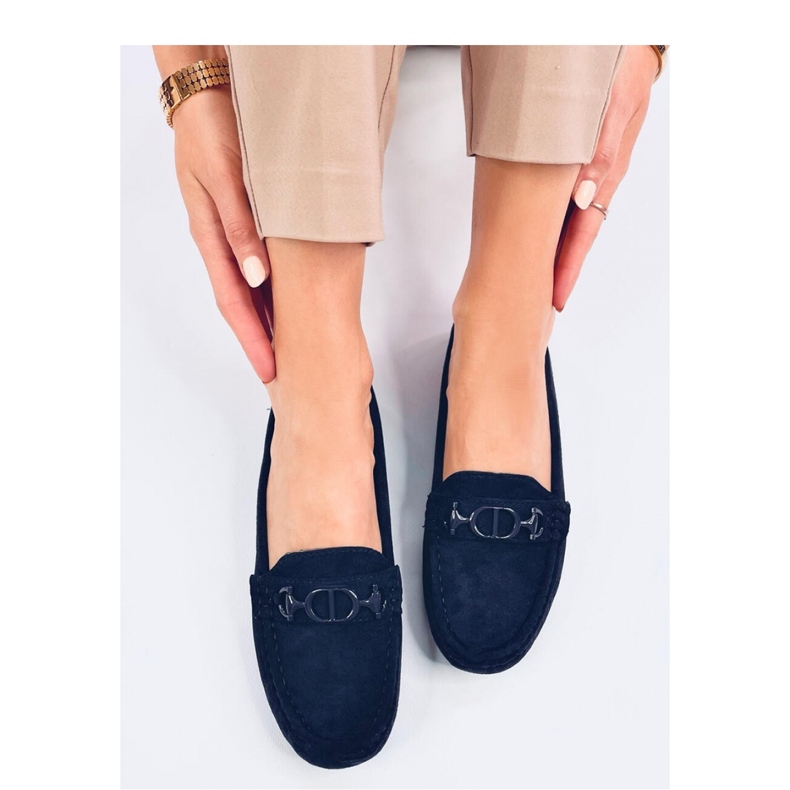 Mocassini da donna in camoscio Trabei Navy - Inello 1