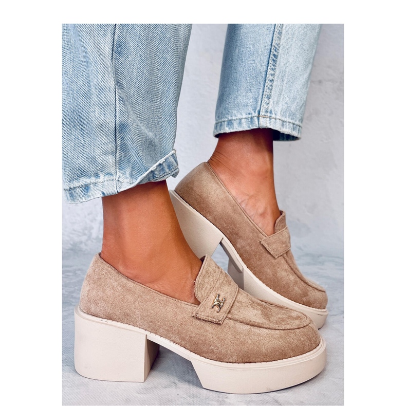 Mocassini con tacco alto Coniff Khaki - Inello beige 1