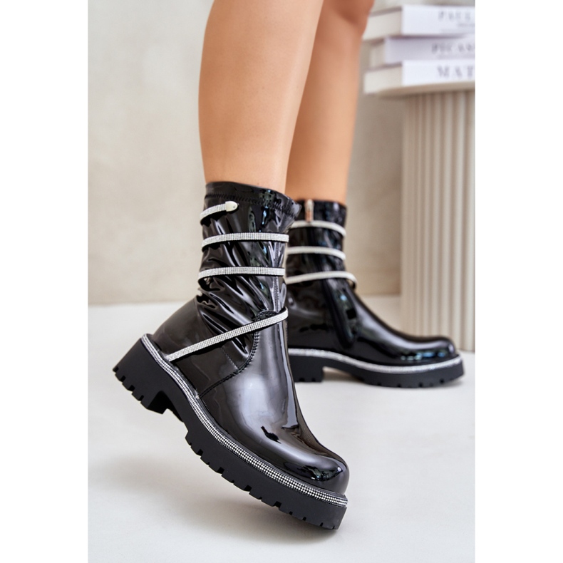 Stivaletti da donna in vernice nera nero 1
