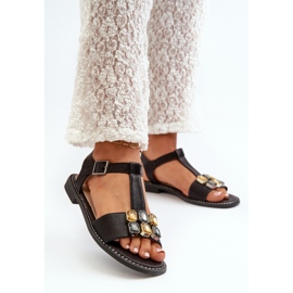 Sandali da donna con decorazione S.Barski Black nero 1