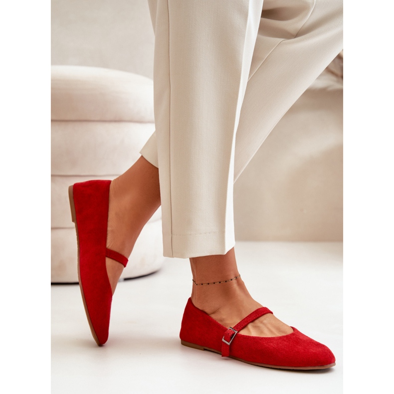 Ballerine rosse da donna con cintura rosso 1