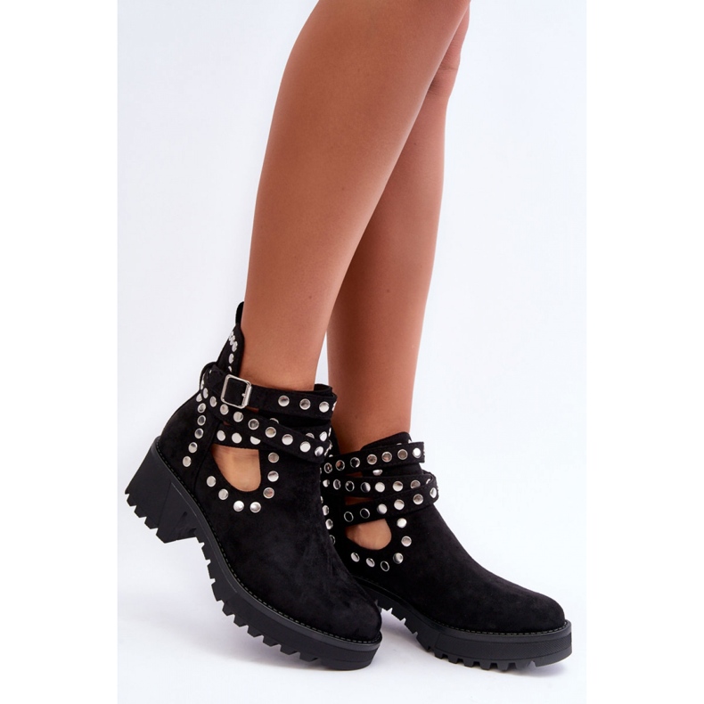 Stivaletti classici da donna con borchie nere nero 1