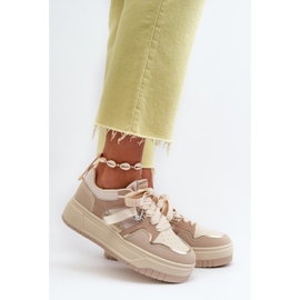 Scarpe sportive con plateau beige 1