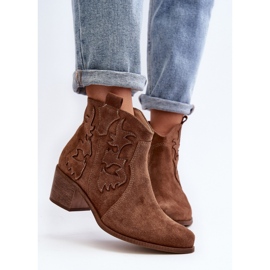 Stivaletti da donna con tacco basso Zazoo Brown marrone 1