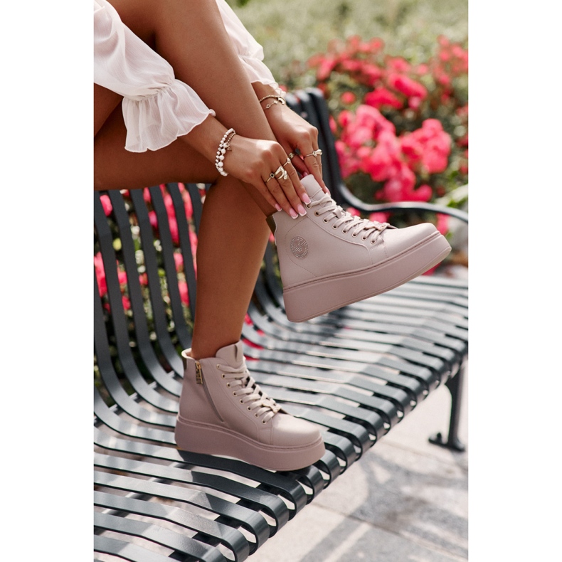 Vinceza Sneakers platform da donna beige 1