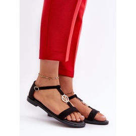 Sandali da donna con decoro oro Vinceza Black nero 1
