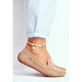 Mocassini da donna in camoscio beige 2