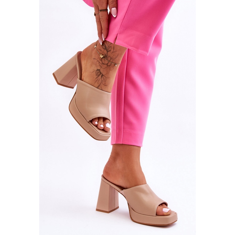 Infradito beige da donna con tacco alto 1
