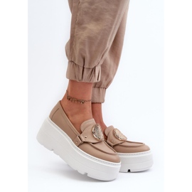 Zazoo Mocassini con plateau massiccio beige 1