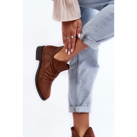 Stivaletti da donna marroni con volant marrone 2