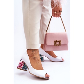 Décolleté da donna con tacco decorativo Lewski Pumps Lewski White Groch bianca 1