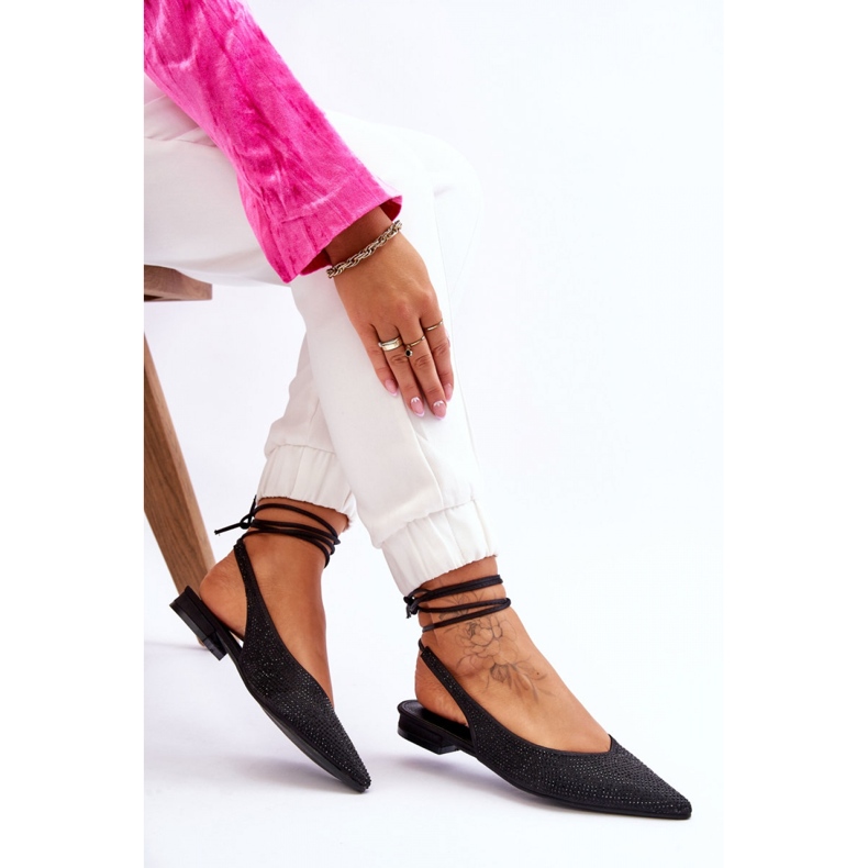 Ballerine da donna con tacco aperto Nero 1