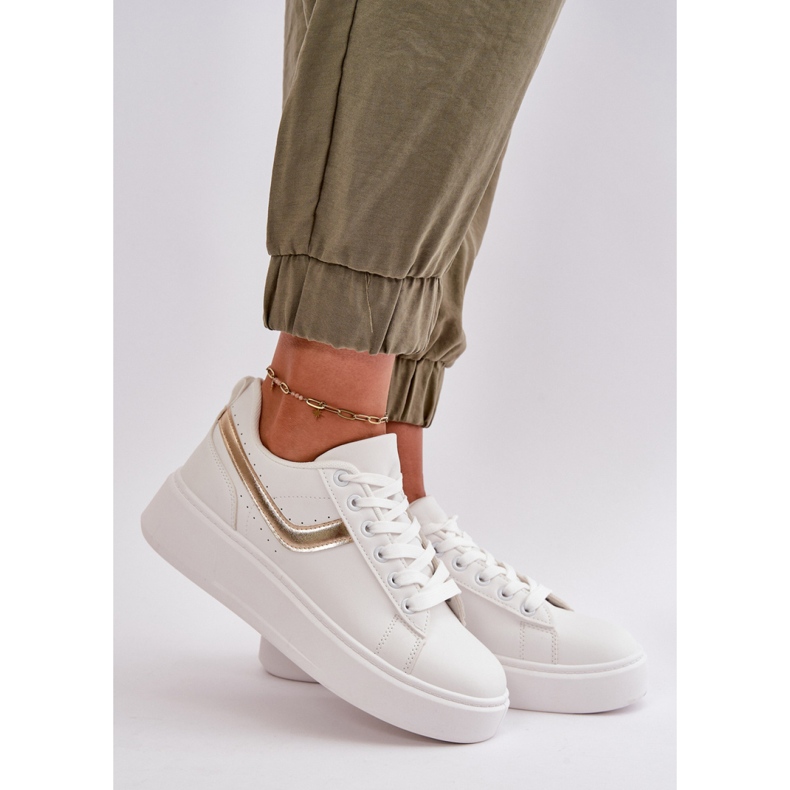 Sneakers con plateau bianche/oro bianca 1