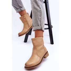 Stivaletti con tomaia decorativa beige 2