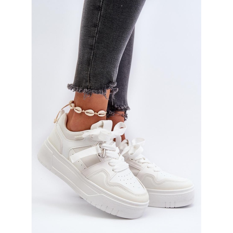 Scarpe sportive con plateau bianche bianca 1
