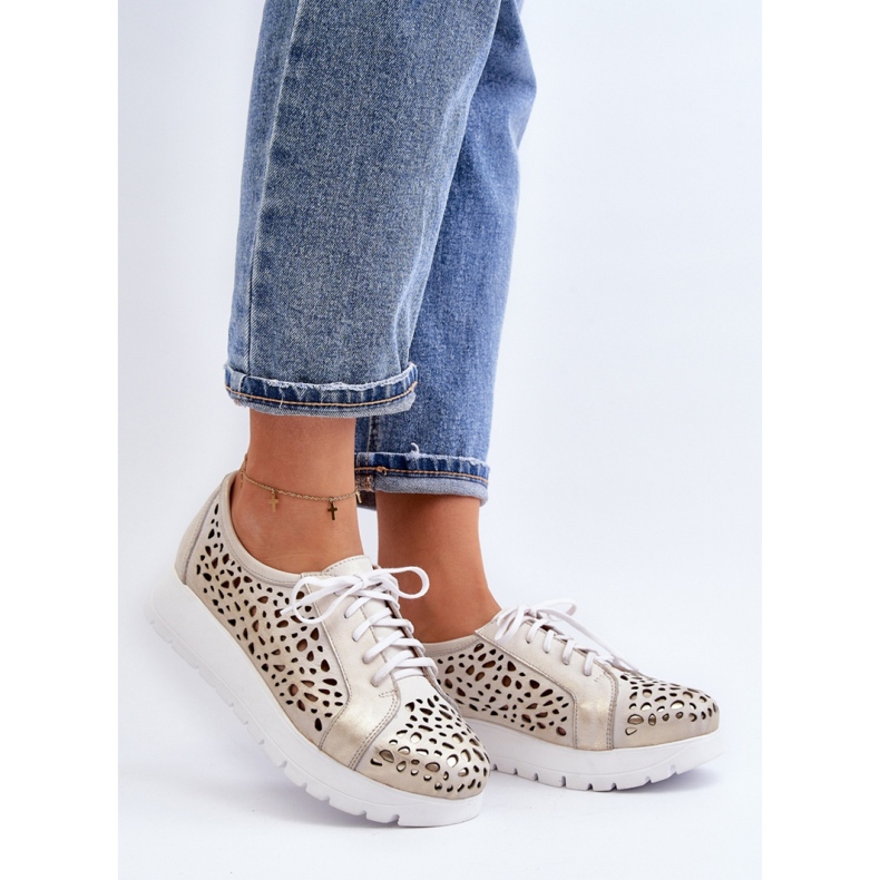 Scarpe in pelle da donna Zazoo color oro d'oro 1
