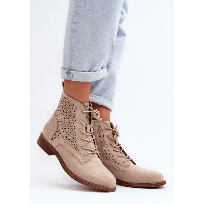 Stivali con tomaia traforata S.Barski Beige Chiaro 1