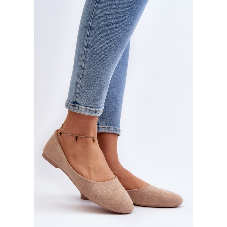 Ballerine da donna in camoscio beige 1