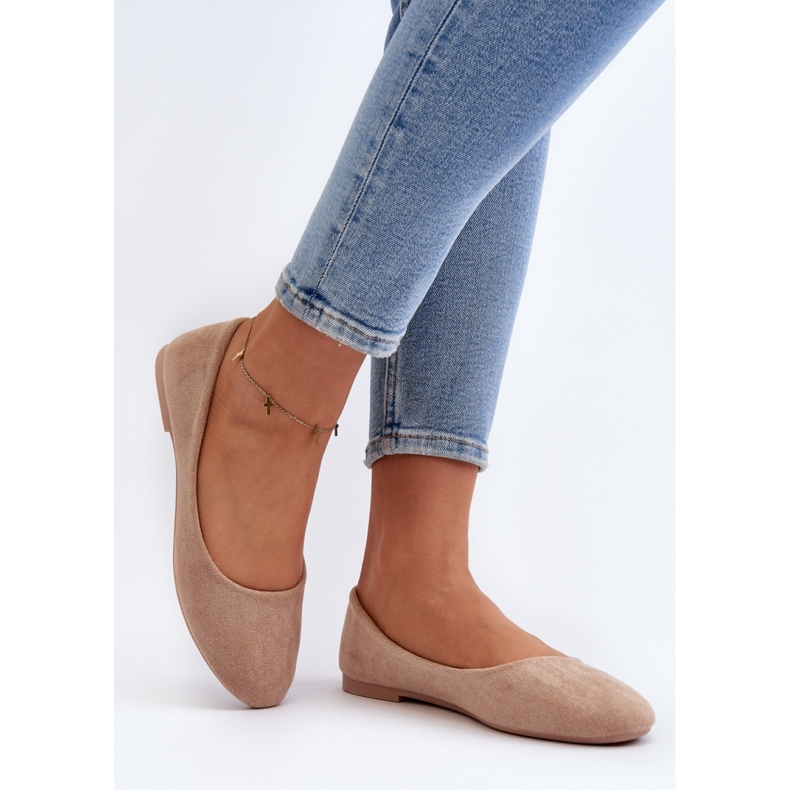 Ballerine da donna in camoscio beige 2