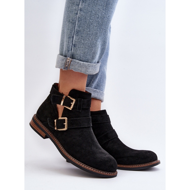 Stivaletti da donna con strisce decorative Nero 1