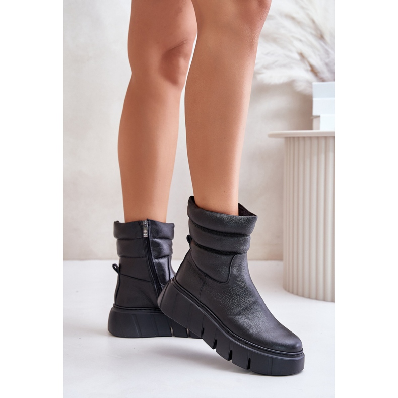Zazoo Stivaletti da donna in pelle nera con cerniera nero 1