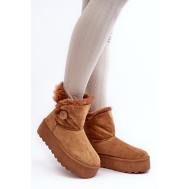 Doposci da donna con pelliccia sulla piattaforma Camel marrone 1