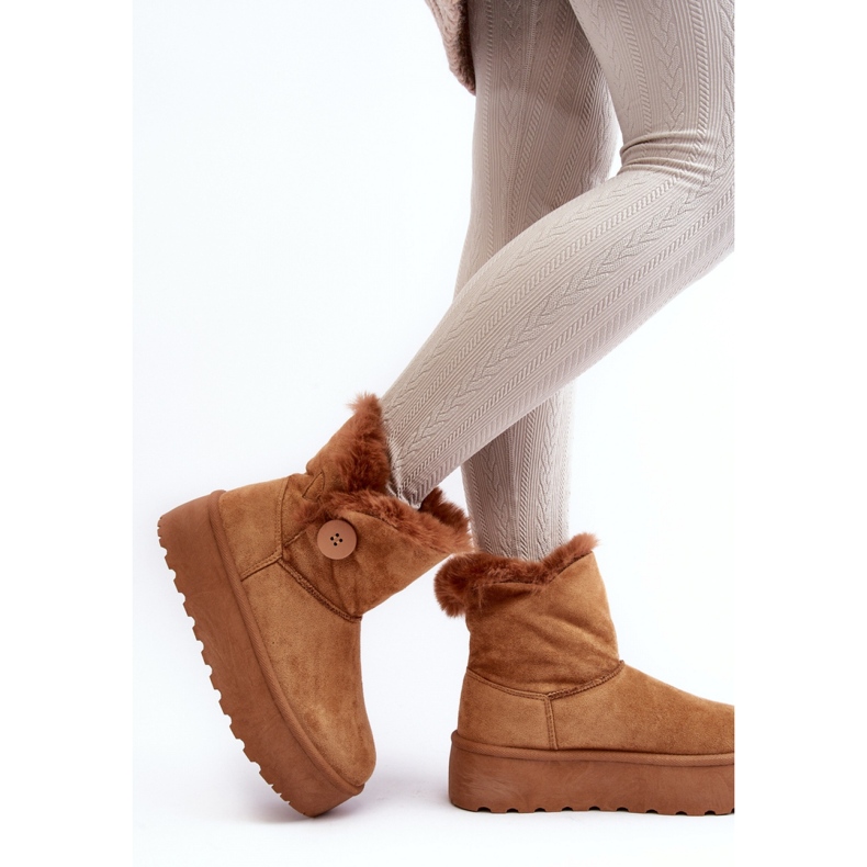 Doposci da donna con pelliccia sulla piattaforma Camel marrone 2