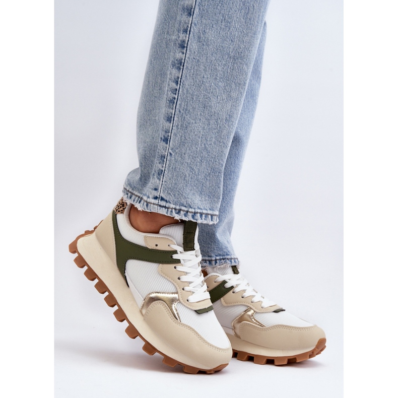 Scarpe sportive da donna sulla piattaforma Beige/Verde 1
