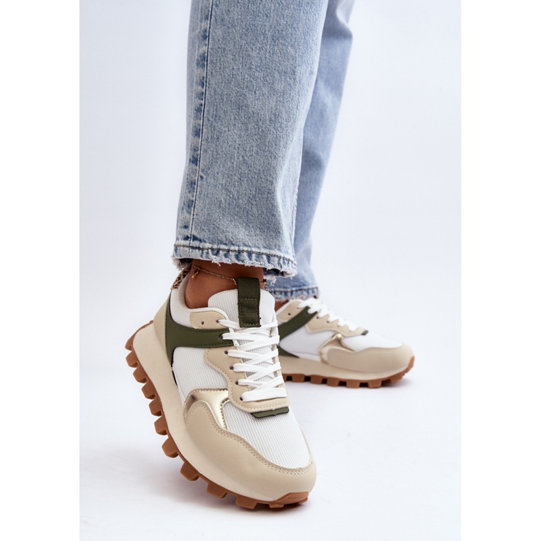 Scarpe sportive da donna sulla piattaforma Beige/Verde 2