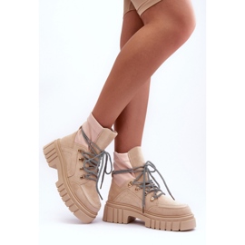 FB3 Stivaletti da donna in camoscio beige 2