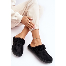 Inblu Ciabatte da donna nere con pelliccia nero 2