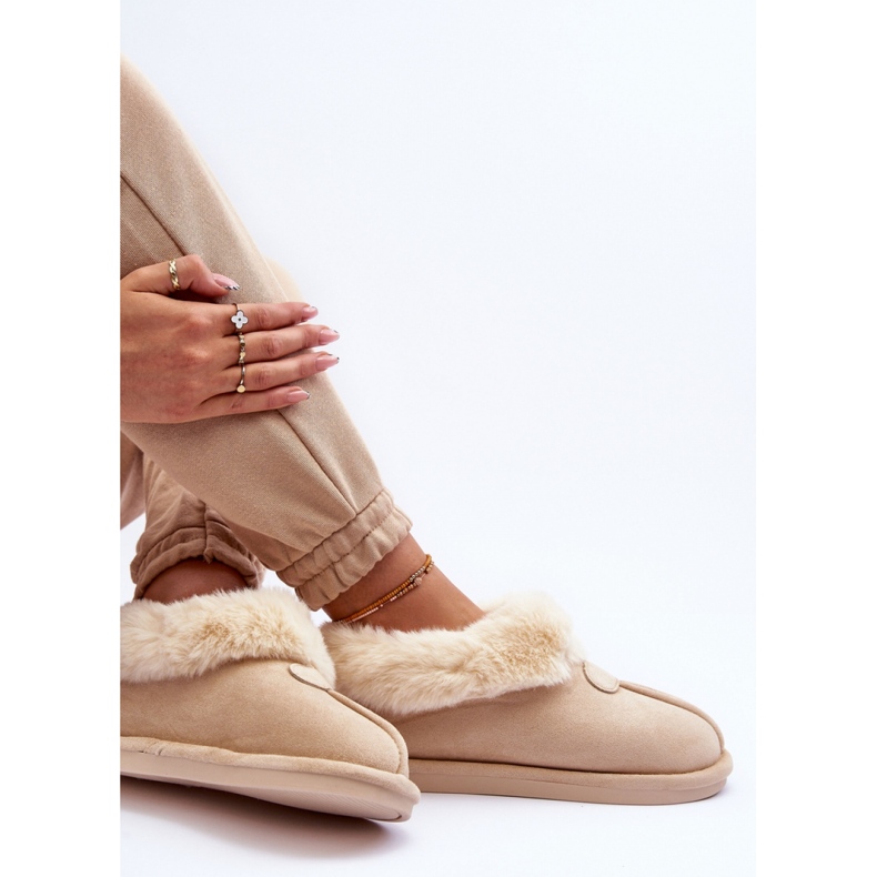 Pantofole slip-on da donna isolanti beige chiaro 2